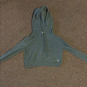 ALO Yoga Gray Sweater with Hood and Zipper